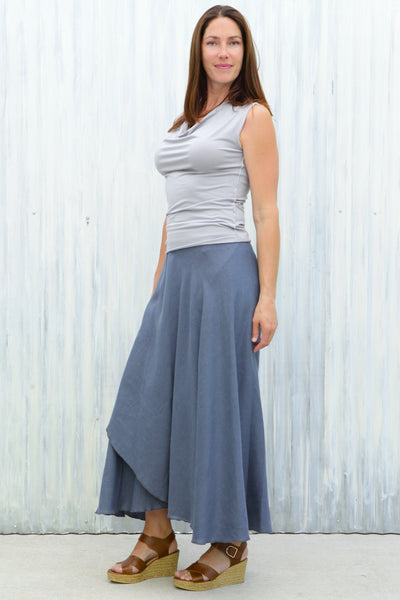 Steel Blue Wrap Skirt