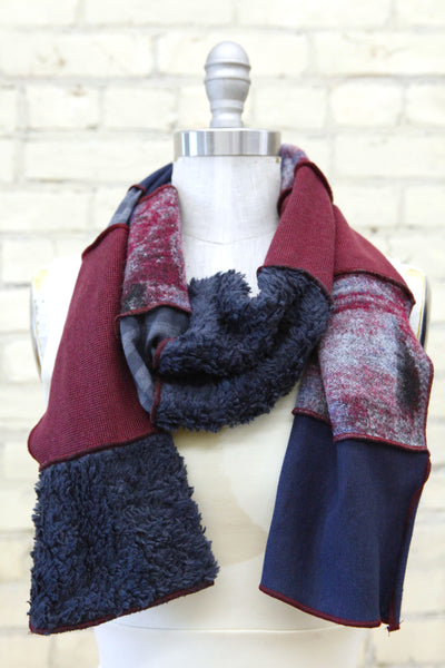 Berry Warm Patchwork Scarf