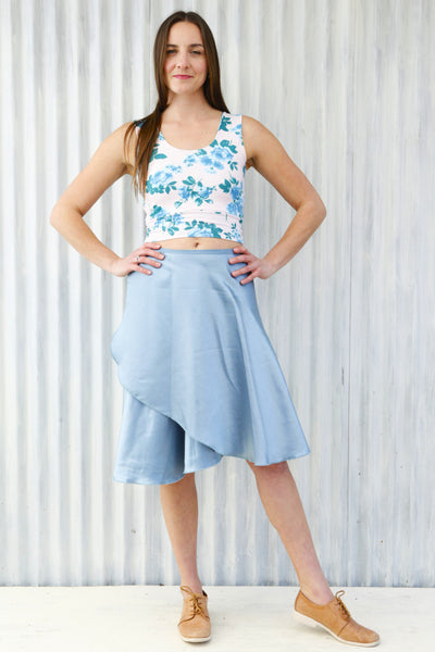 Blue Vera Wrap Skirt