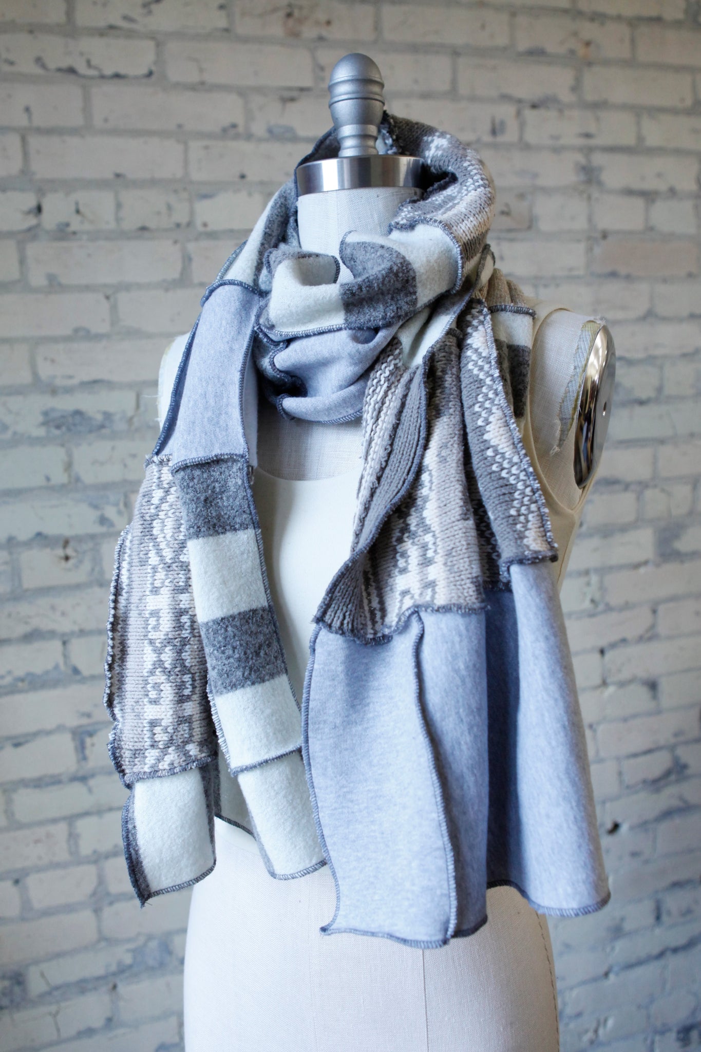Mountain Taupe Patchwork Scarf