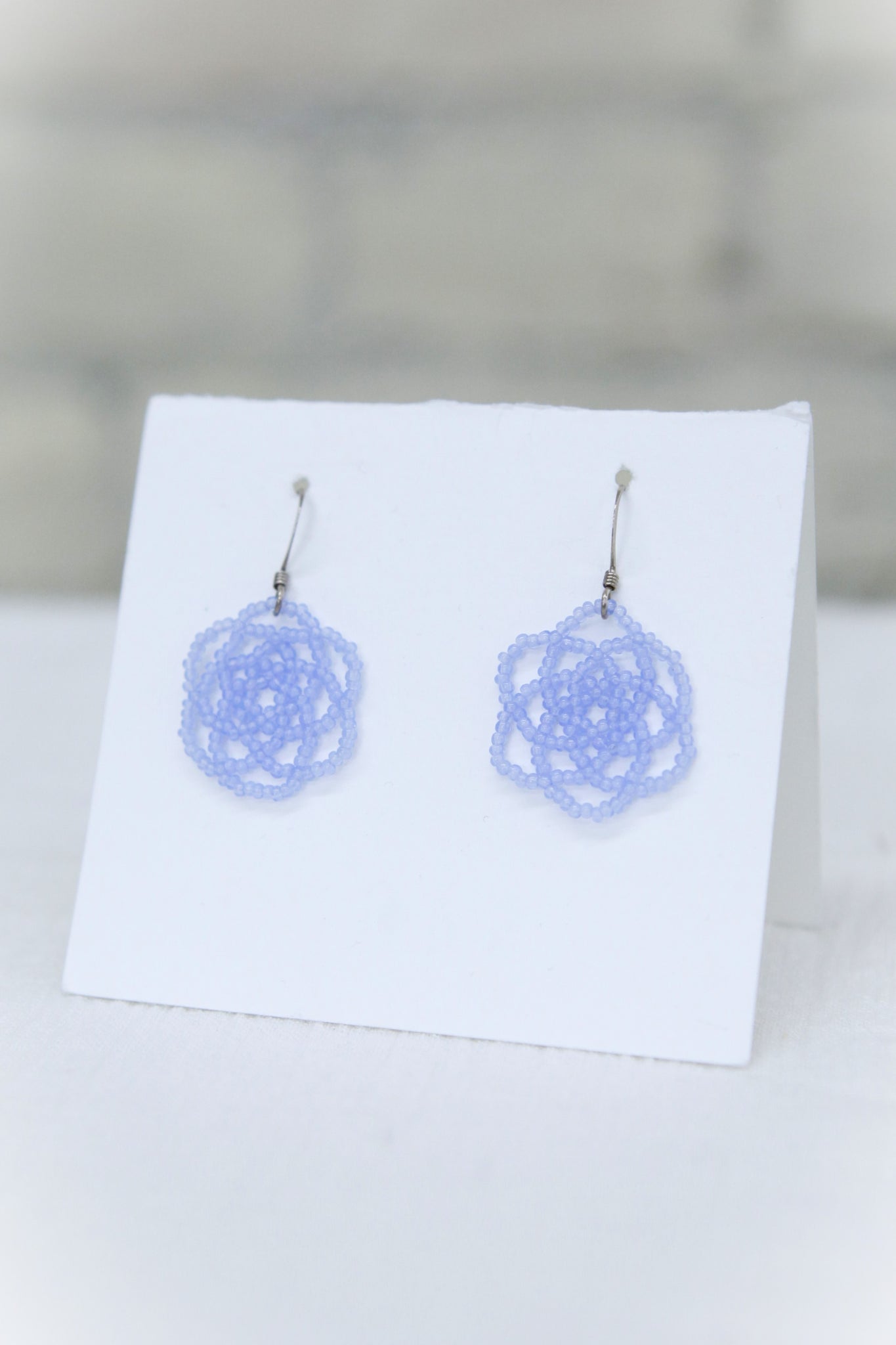 Baby Blue Star Beaded Earrings