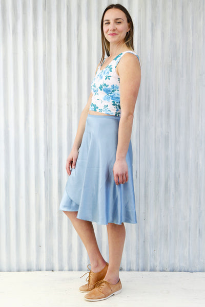 Blue Vera Wrap Skirt