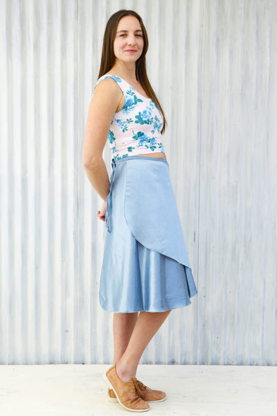 Blue Vera Wrap Skirt