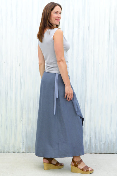 Steel Blue Wrap Skirt