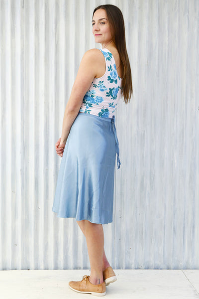 Blue Vera Wrap Skirt