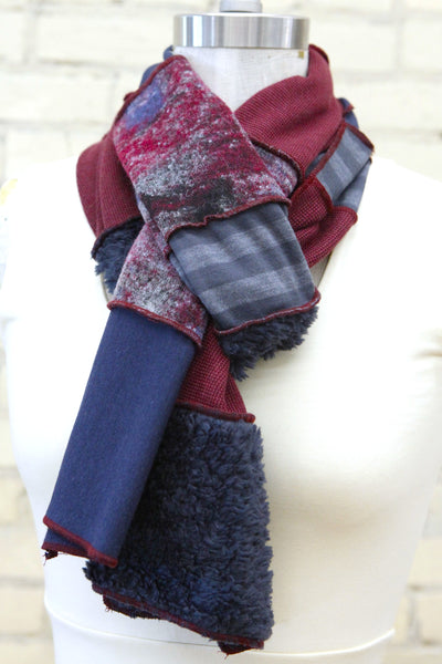 Berry Warm Patchwork Scarf