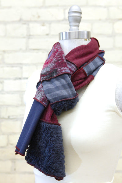 Berry Warm Patchwork Scarf