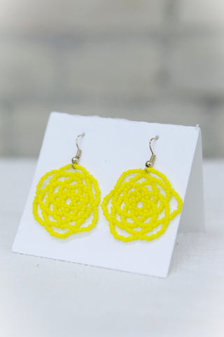 Yellow Star Beaded Earrings