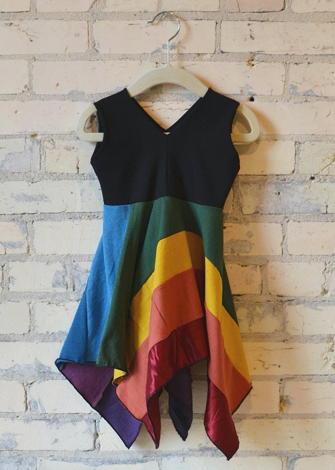 1-2 Year Rainbow Square Dress - Handmade Organic Clothing