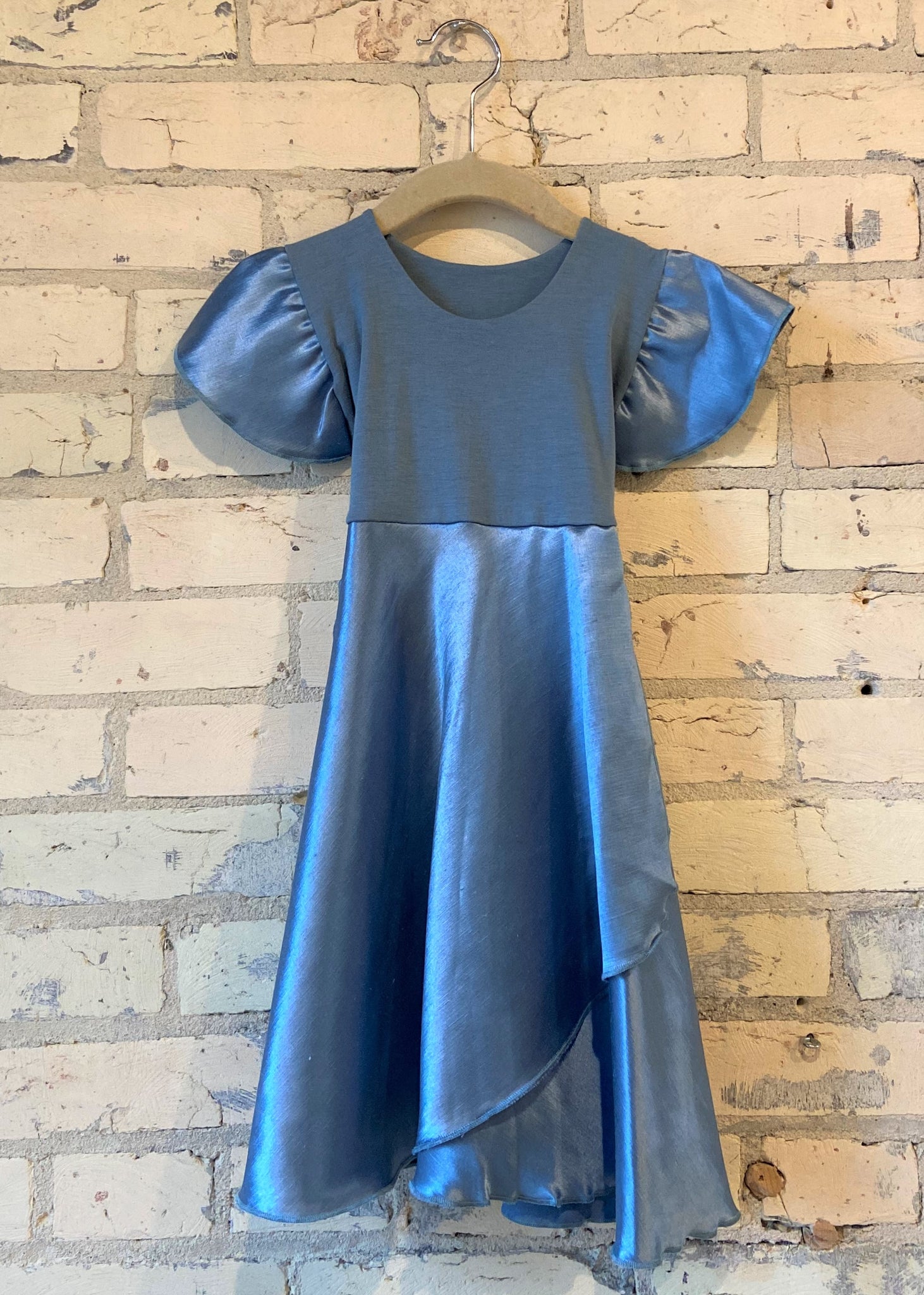 silk butterfly dress Faviana Bead-Butterfly Long Satin Prom Dress 11053 Shimmer Peri / 00