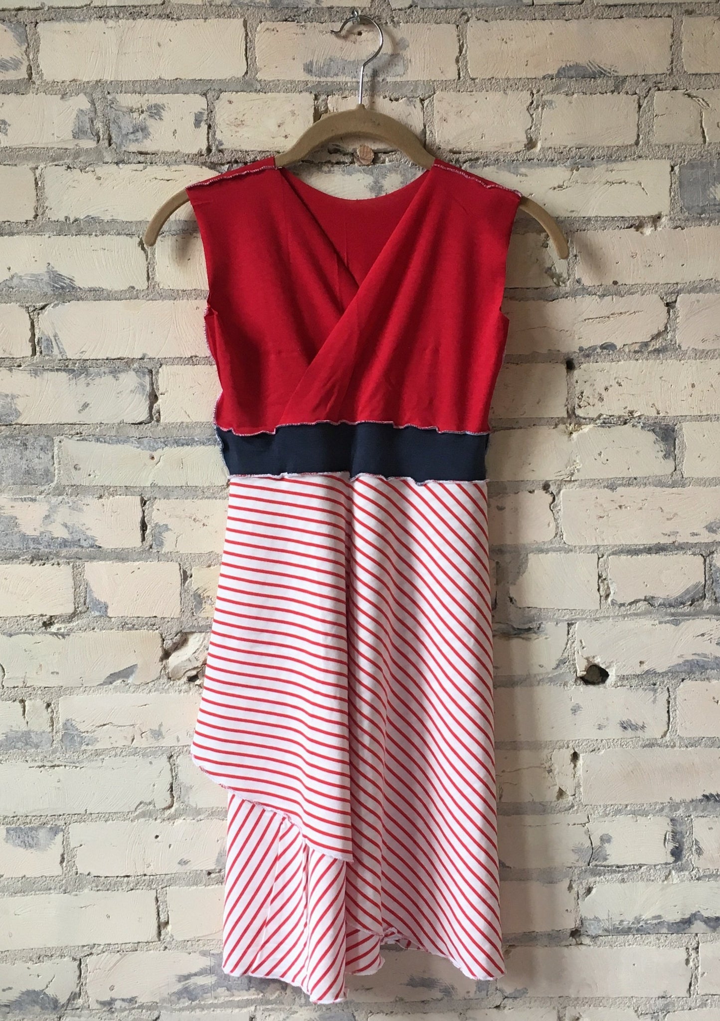 Juniors Red and White Striped Organic Cotton Jersey Dress - Handmade Organic Clothing