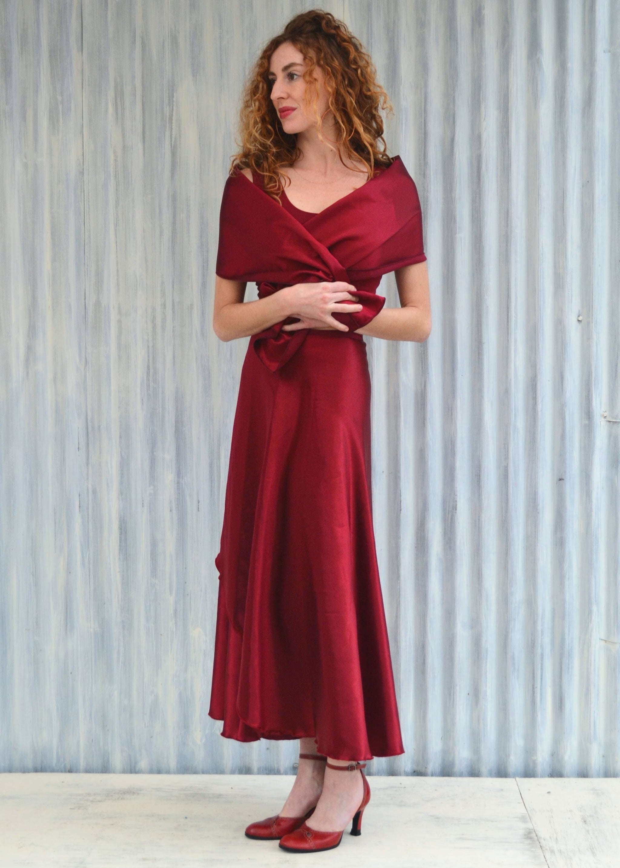 【COAP】[Made] Serenade satin wrap skirt ELISA SATIN WRAP TOP AND SKIRT SET-TAMARIND PLUM – Lucca Couture