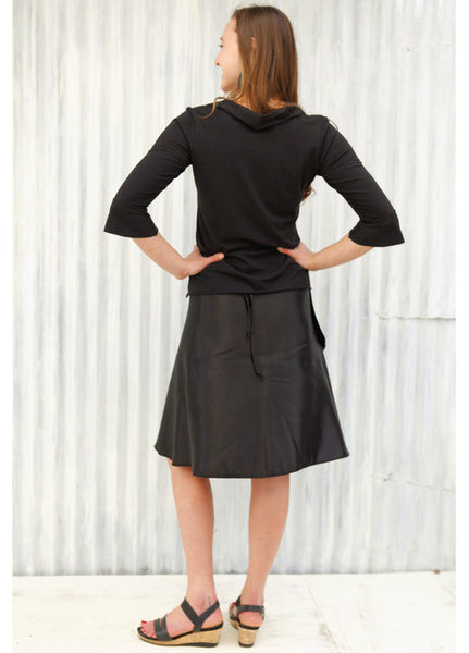 Black Vera Wrap Skirt