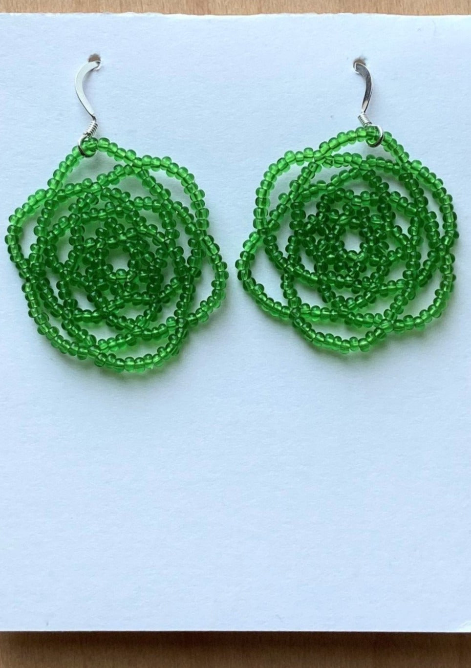 Green Star Beaded Earrings