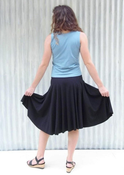 Organic and Comfortable Mid Length Black Circle Skirt