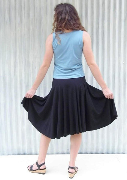 Made to Order Black Mid Length Pull On Skirt