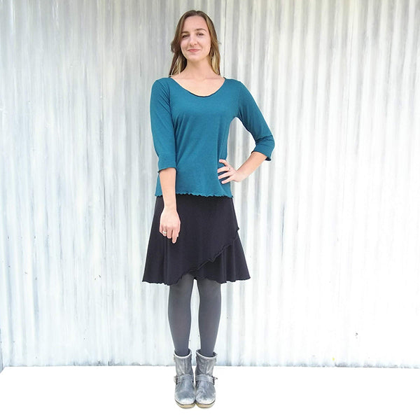 Lightweight Jersey Wrap Skirt - Ready to Ship Clover Skirt - Handmade Organic Clothing