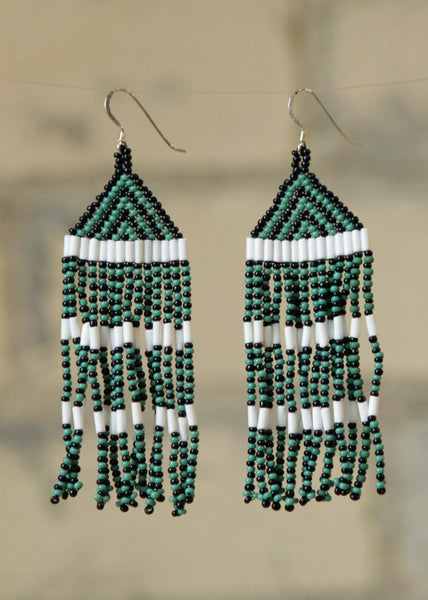 Neon Fringe Beaded Earrings