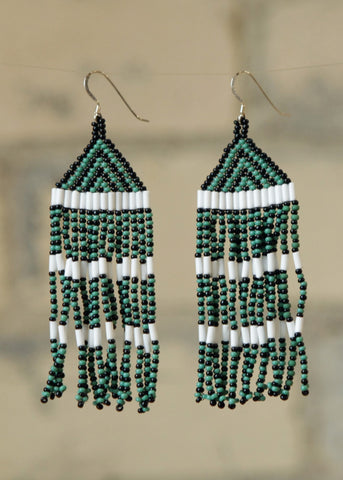 Neon Fringe Beaded Earrings