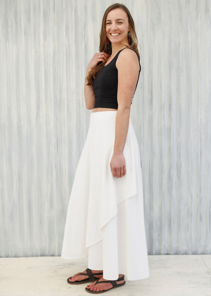 【mnem】Ash Layered Wrap Skirt Asymmetric wrap skirt Black / Gray For Women | Maje