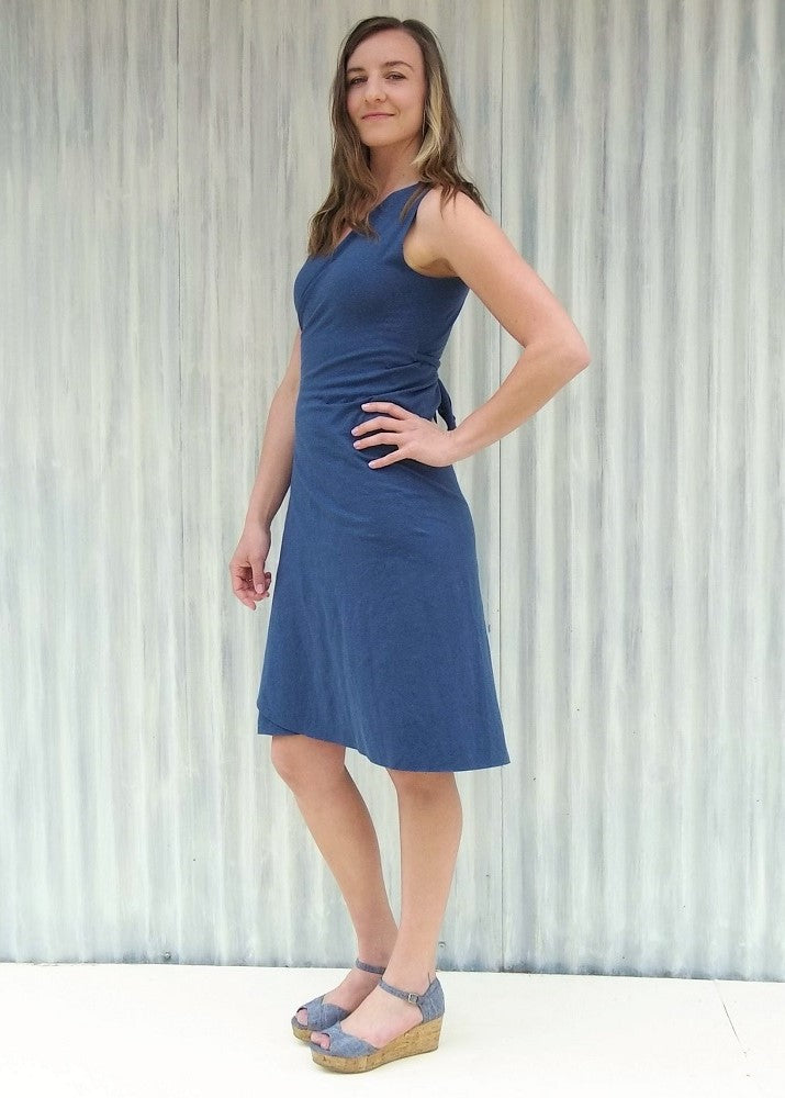 Midi Sleeveless Hemp & Organic Cotton Wrap Dress
