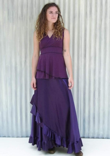 Silk Ruffled Maxi Wrap Skirt - Custom Made - Viola Skirt - Handmade Organic Clothing