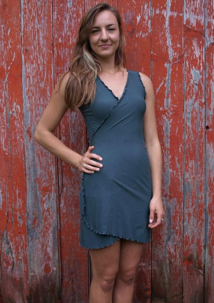 Organic Lightweight Jersey Sleeveless Mini Wrap Dress - Custom Made - Anita Dress - Handmade Organic Clothing