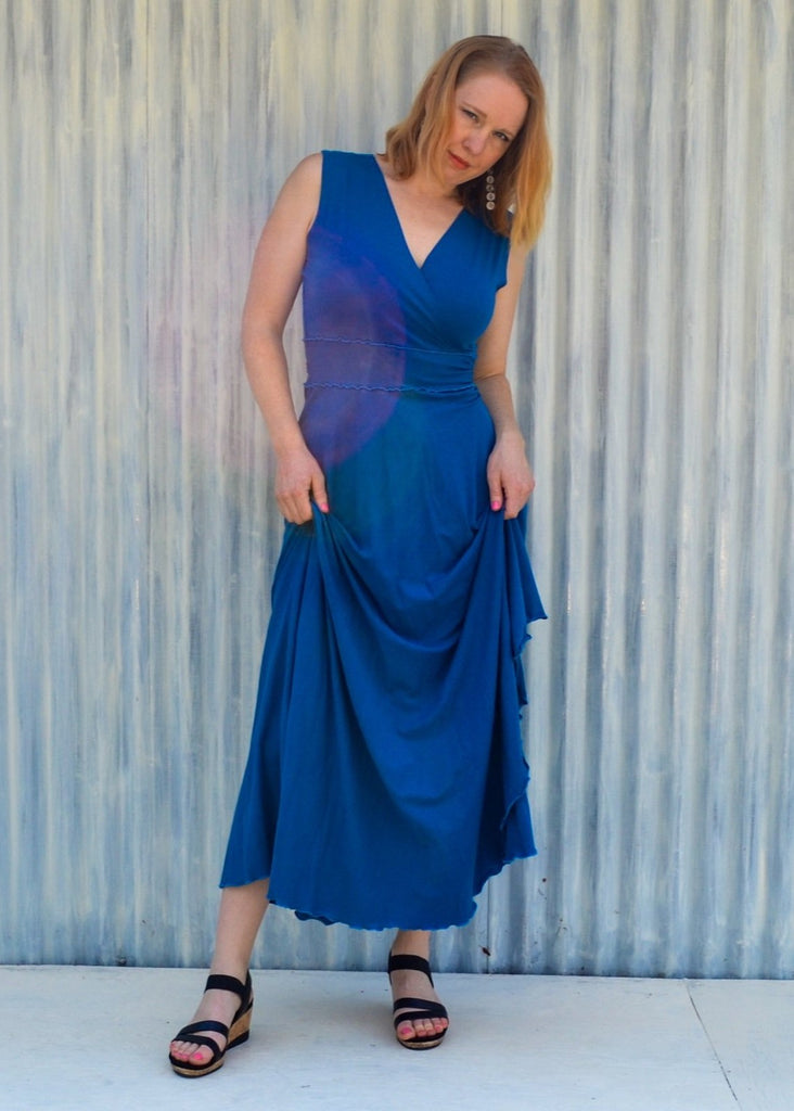 Long Organic Cotton Wrap Dress Single Layer Long Organic Cotton Wrap Dress Single Layer