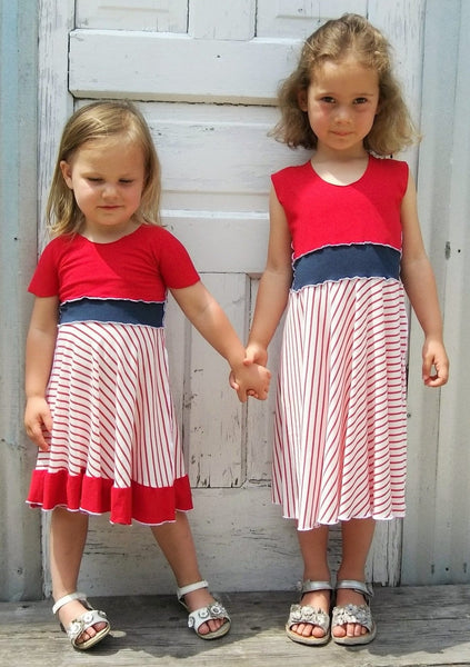 1-2 Year Cherry Stripe Organic Jersey Dress - Handmade Organic Clothing