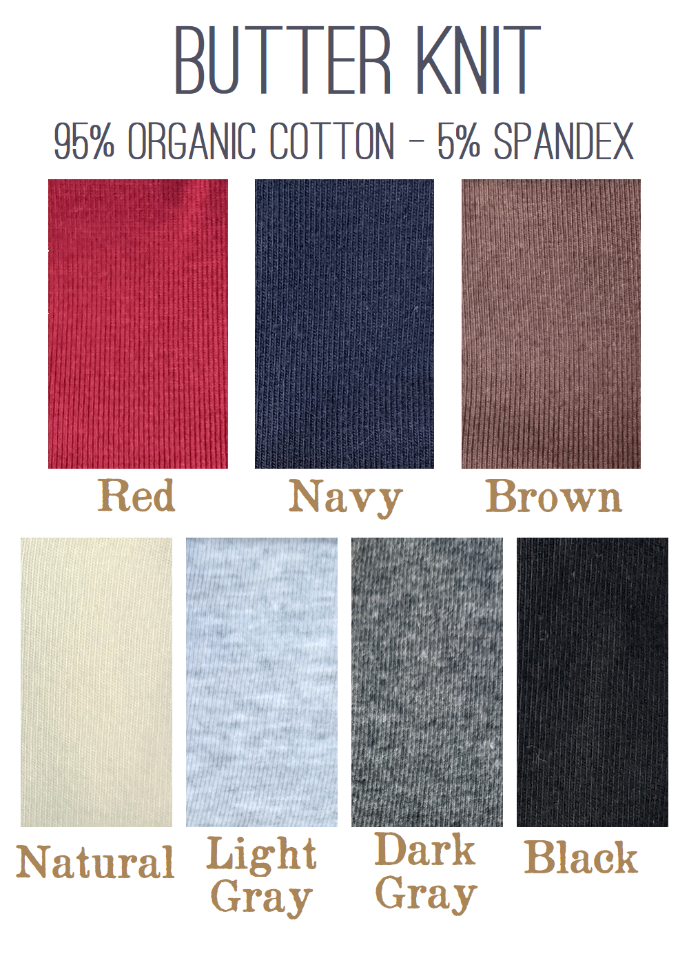 Organic Cotton Butter Knit Fabric Samples