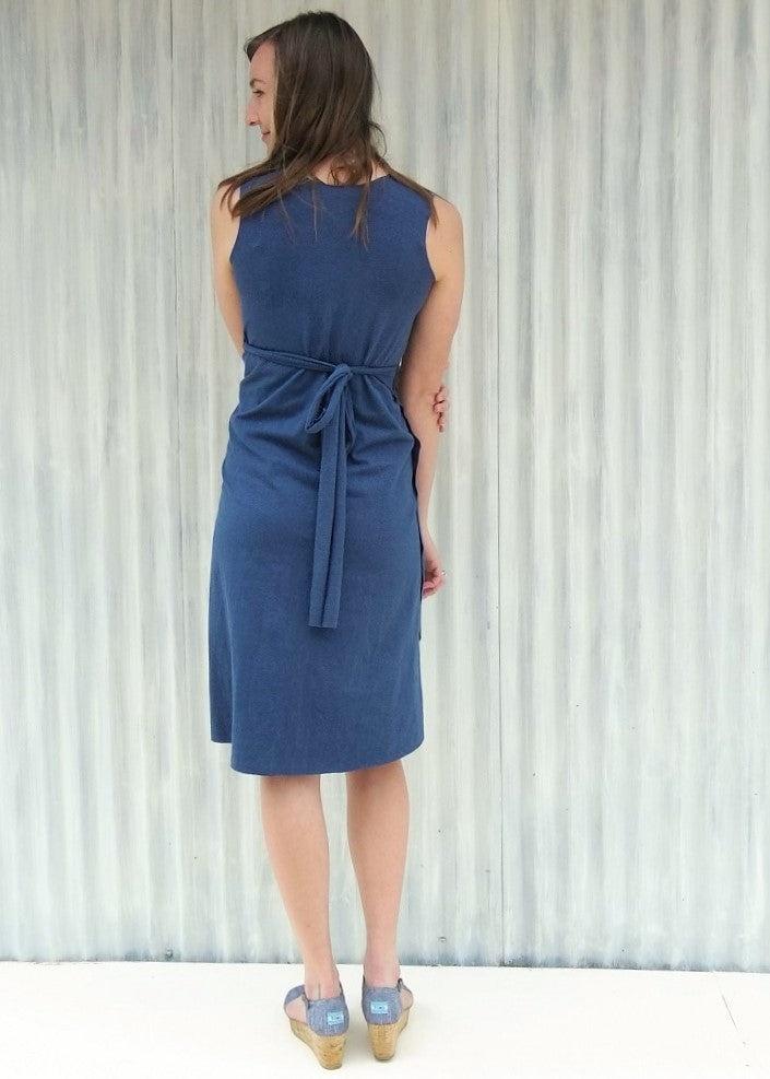 Midi Sleeveless Hemp & Organic Cotton Wrap Dress - Custom Made Midi Sleeveless Hemp & Organic Cotton Wrap Dress - Custom Made