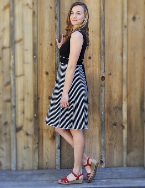 Organic Jersey Stripe Midi Wrap Dress - Custom Made - Analise Dress - Handmade Organic Clothing