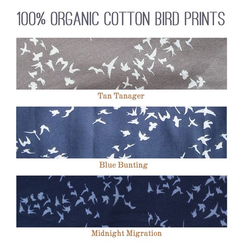 100% Organic Cotton Bird Print Color Samples