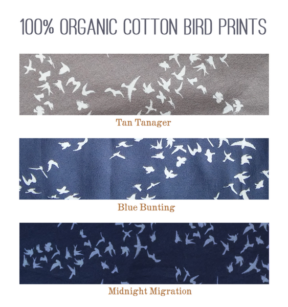 Organic Cotton Bird Print Mini Wrap Skirt - Custom Made - Songbird Skirt - Handmade Organic Clothing