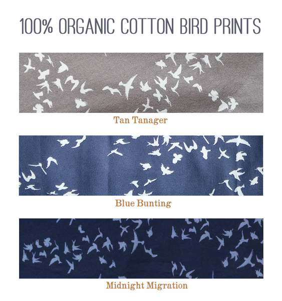 Organic Cotton Bird Print Midi Wrap Skirt - Custom Made - Warbler Skirt - Handmade Organic Clothing