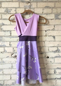 Juniors Organic Cotton Sateen Lavender Wrap Dress - Handmade Organic Clothing
