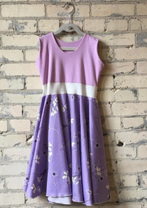 6-8 Year Lovely Lavender Organic Cotton Sateen Girls Dress - Handmade Organic Clothing