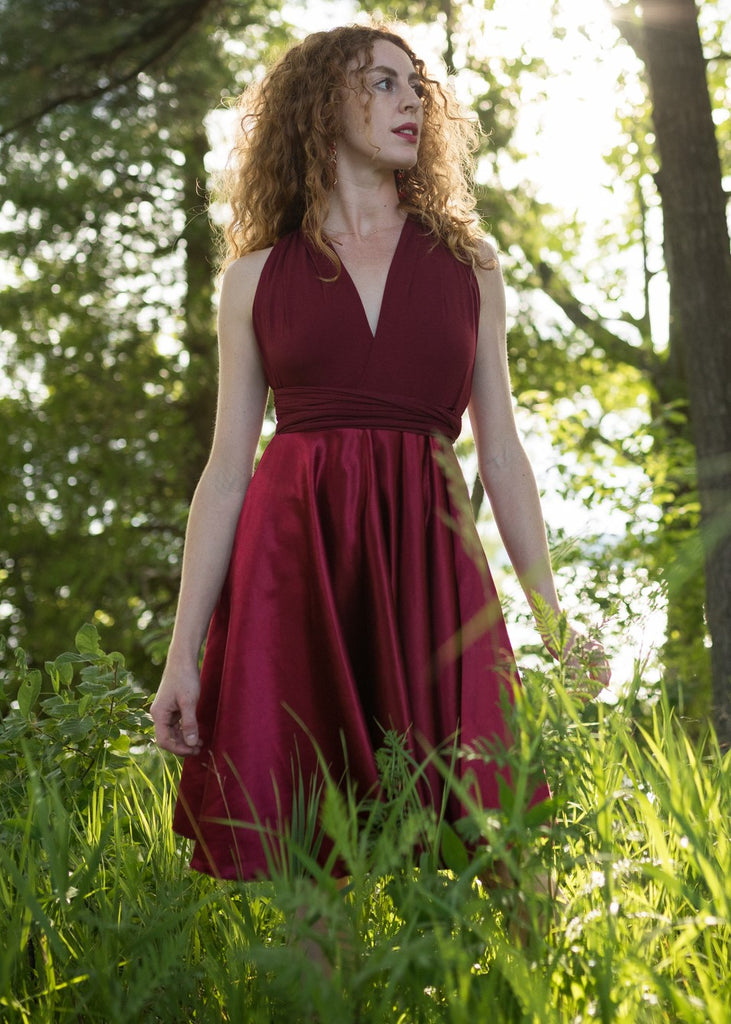 red infinity dress Red Maxi Infinity Dress, Convertible Wrap Bridesmaid Dress
