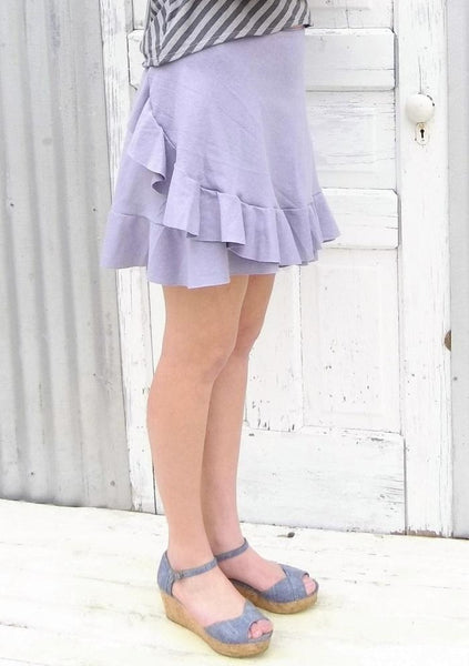 Custom Made Hemp Mini Wrap Skirt with Ruffle - Priscilla Skirt - Handmade Organic Clothing
