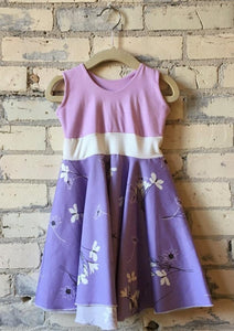 1-2 Year Organic Cotton Lovely Lavender Sateen Toddler Dress - Handmade Organic Clothing