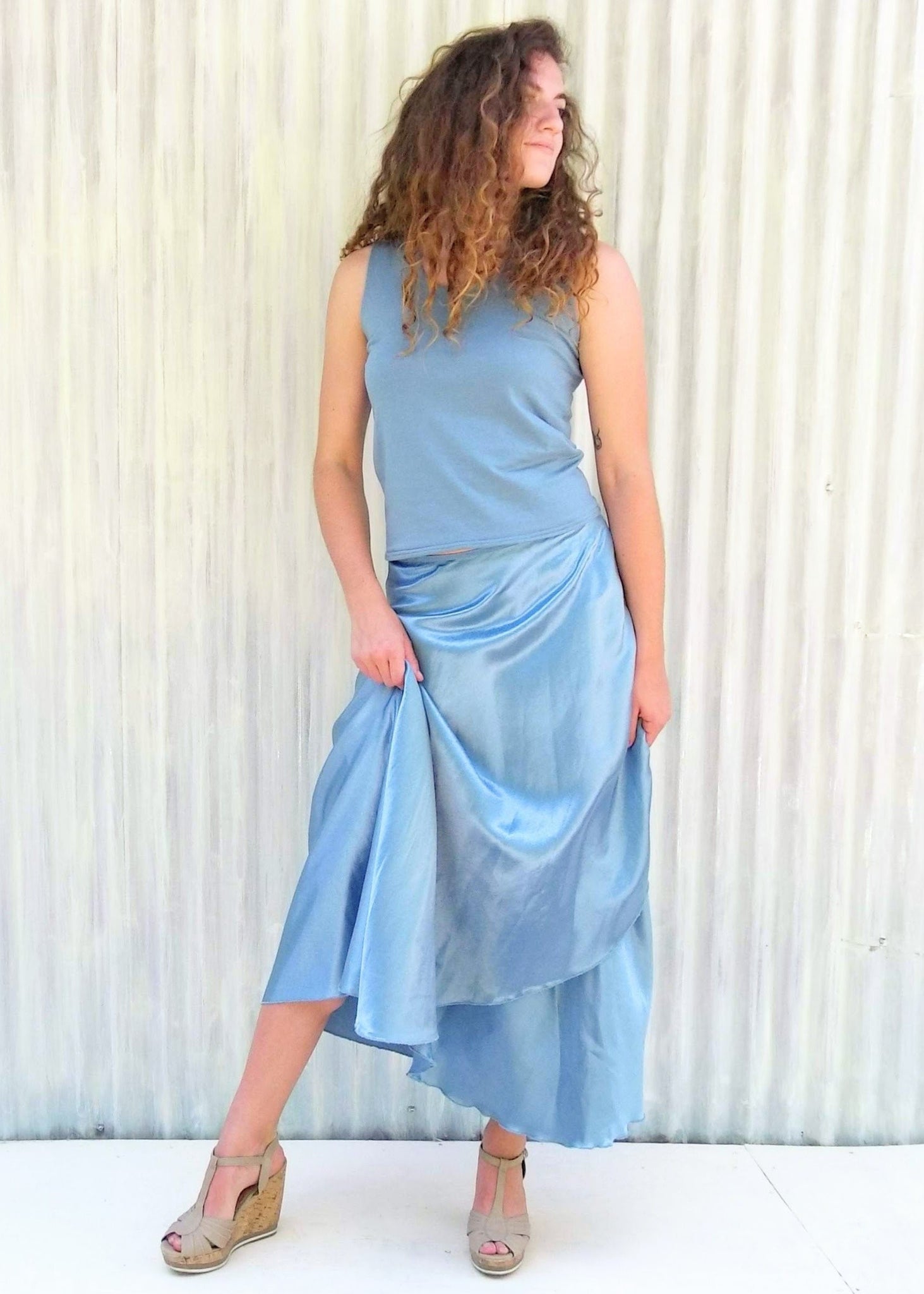 Blue Velda Wrap Skirt
