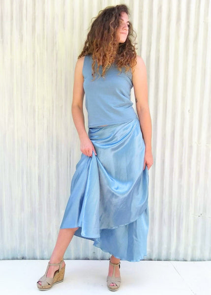 Blue Velda Wrap Skirt