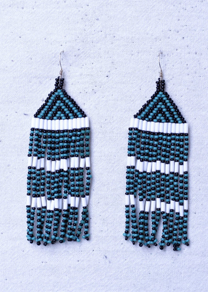 Neon Fringe Beaded Earrings