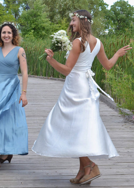 Custom Made Silk Wrap Wedding Dress - Custom Made - Vivian Bridal Gown - Handmade Organic Clothing