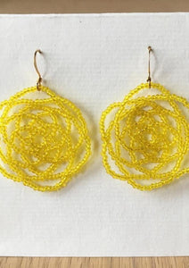 Yellow Star Beaded Earrings